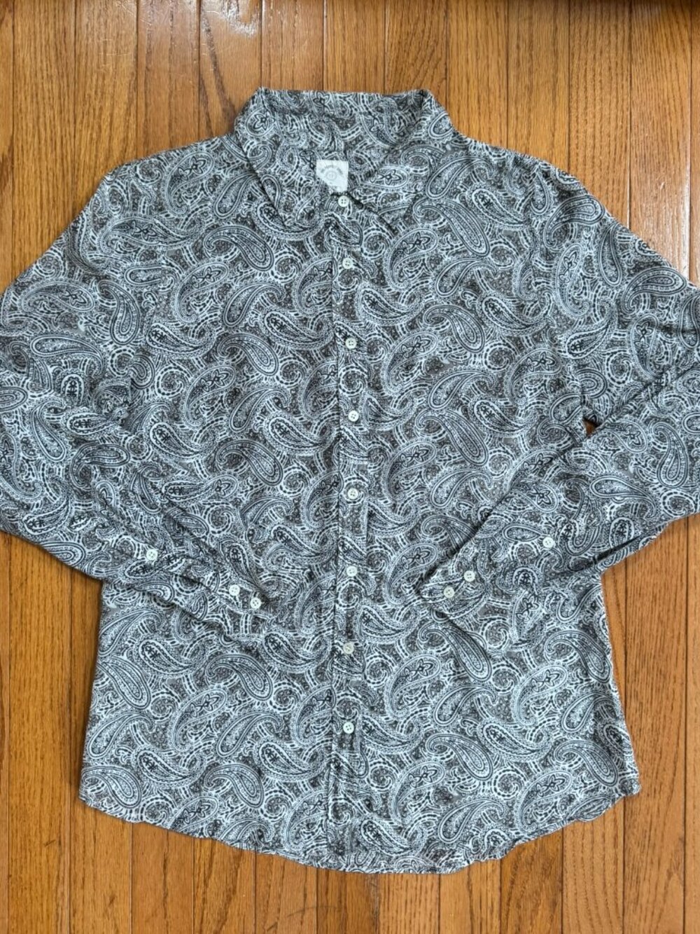 J.Crew Perfect Shirt Silk‑Cotton Paisley | Size 8 | Gray Taupe White | Hol 2010